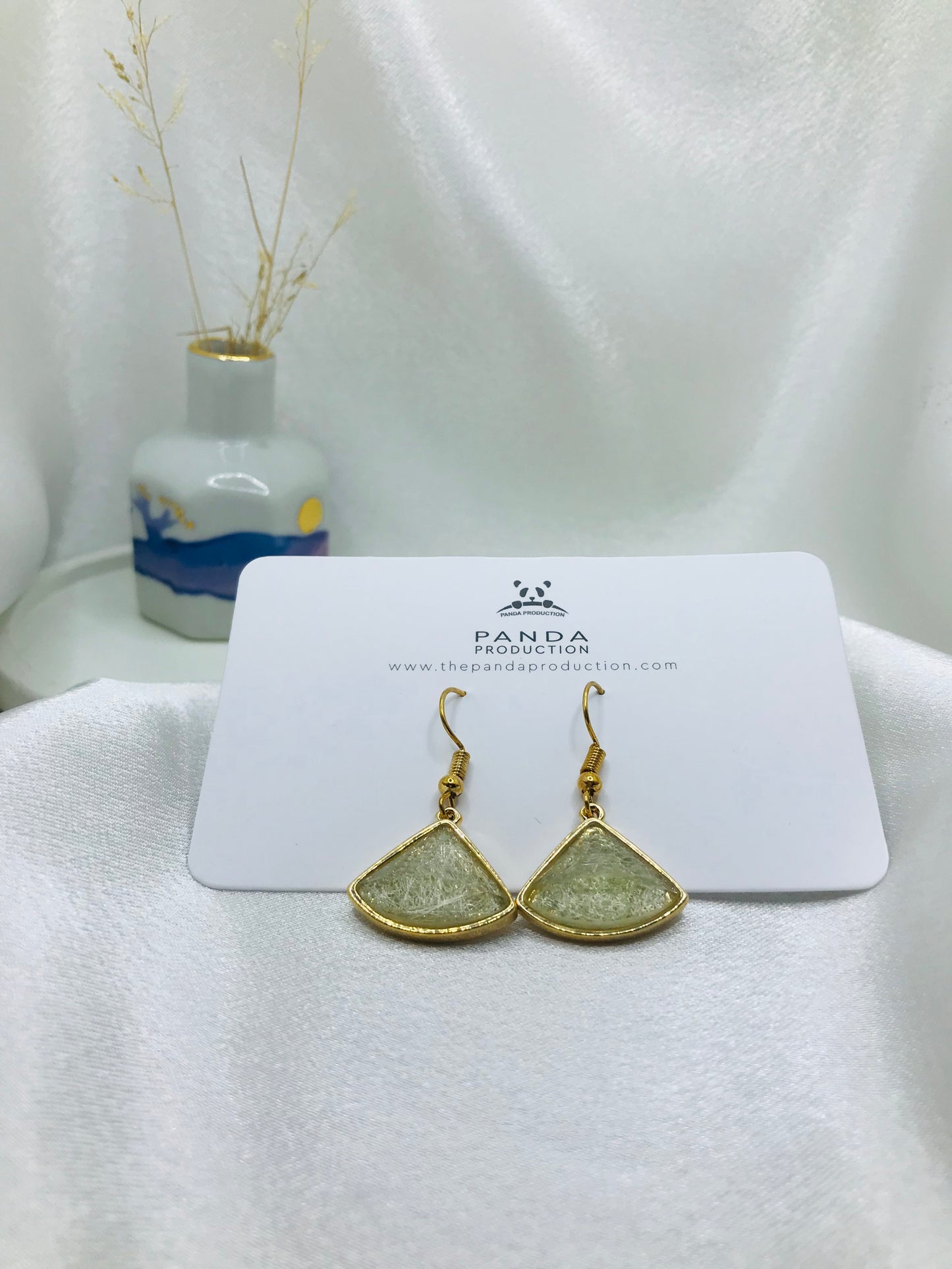 Fan-Shaped Resin Drop Earrings