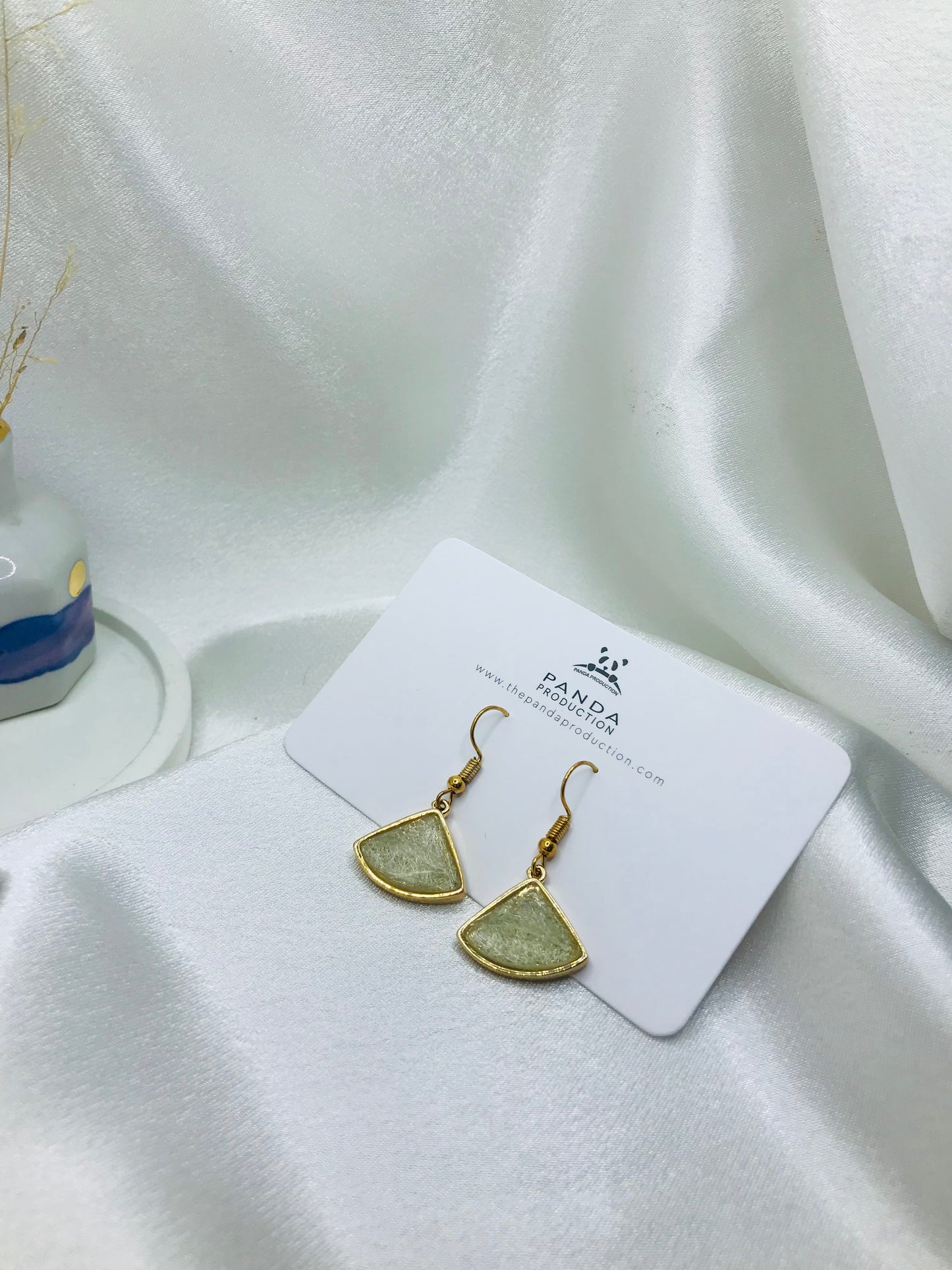 Fan-Shaped Resin Drop Earrings