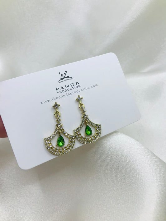 Green Stone Drop Earrings