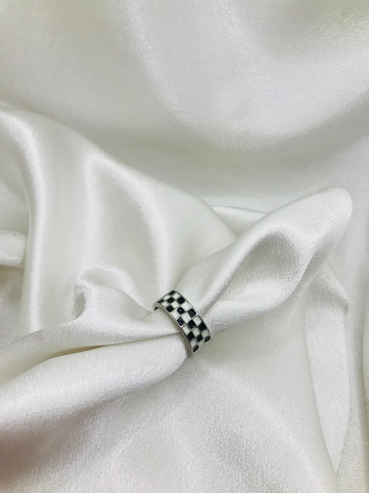 Checkered Silver Ring