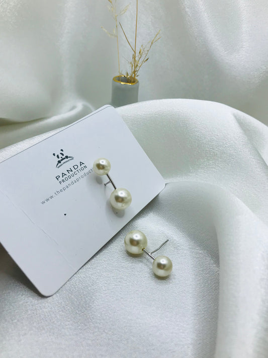 Double Pearl Stud Earrings