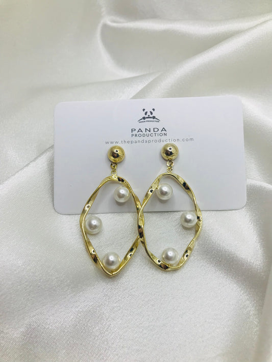 Metal Pearl Earrings