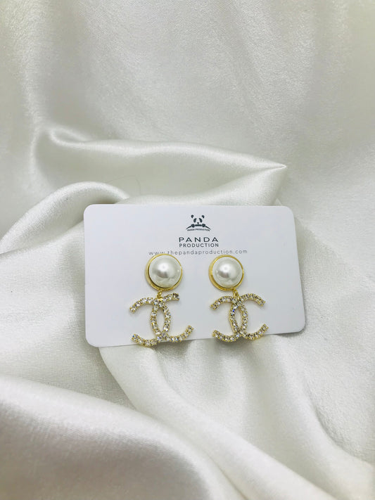 Channel Earrings with Pearl