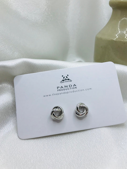 Knotted Silver Stud Earrings