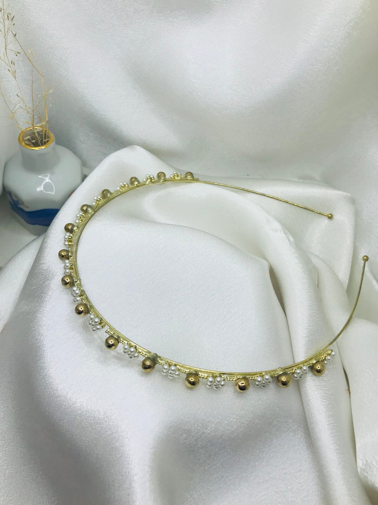 Pearl and Gold Beaded Headband