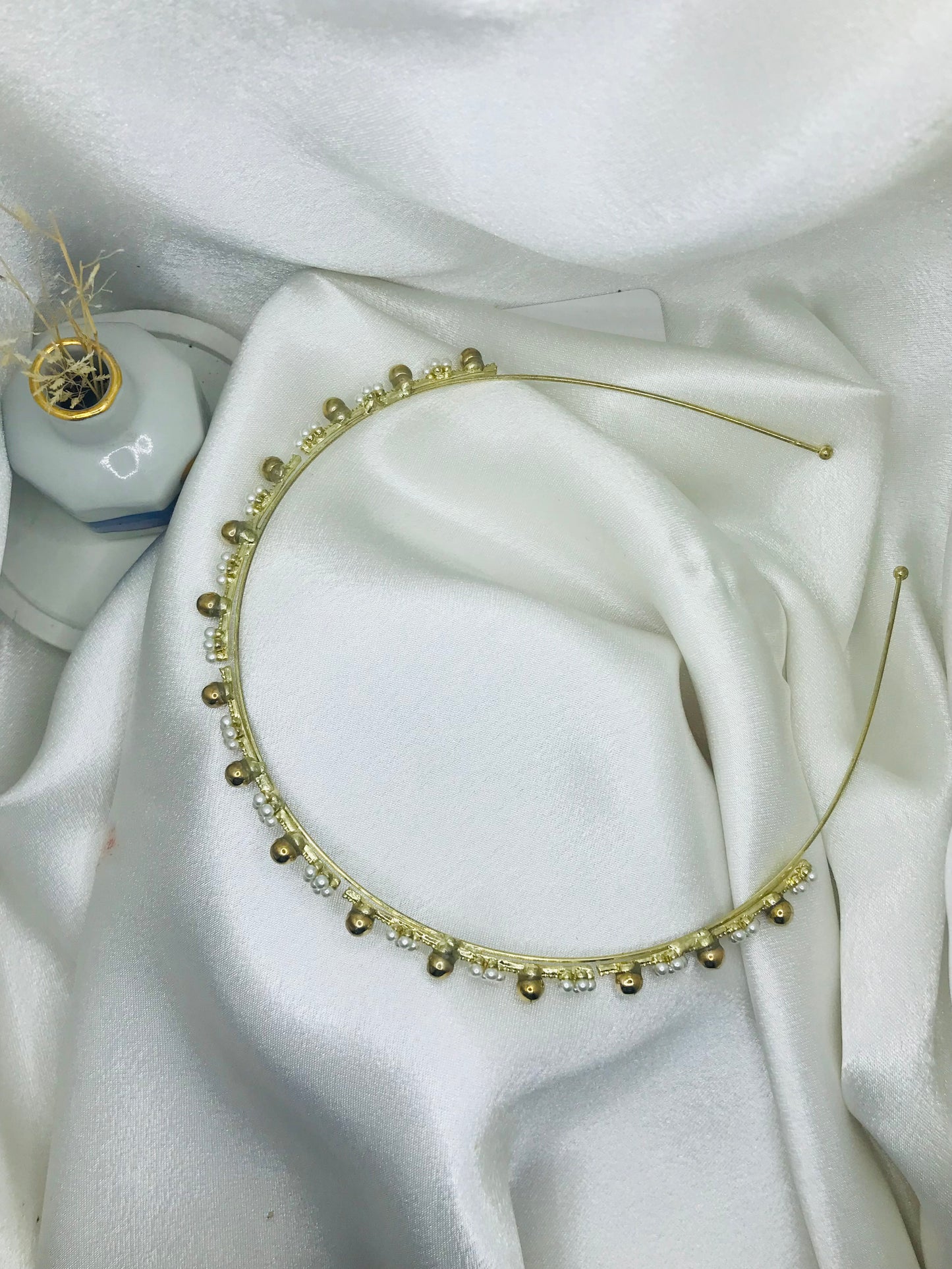 Pearl and Gold Beaded Headband